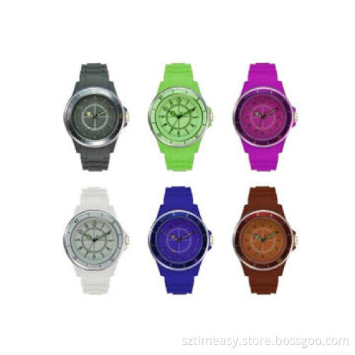Popular plastic watches with silicone strap, coems in various colors, soft texture, ideal for youths
